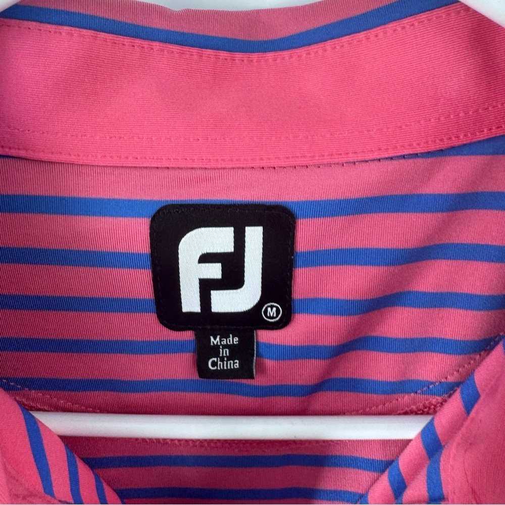 FootJoy Men's Polo with Pink and Blue Stripes‎ - Picture 6 of 7